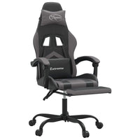 Sedia da Gaming con Poggiapiedi Nero e Grigio in Similpelle cod mxl 75012