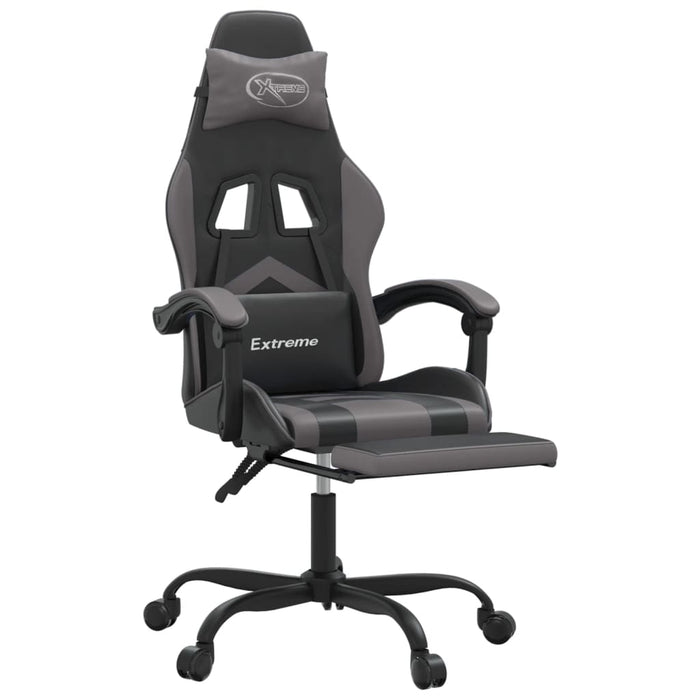 Sedia da Gaming con Poggiapiedi Nero e Grigio in Similpelle cod mxl 75012