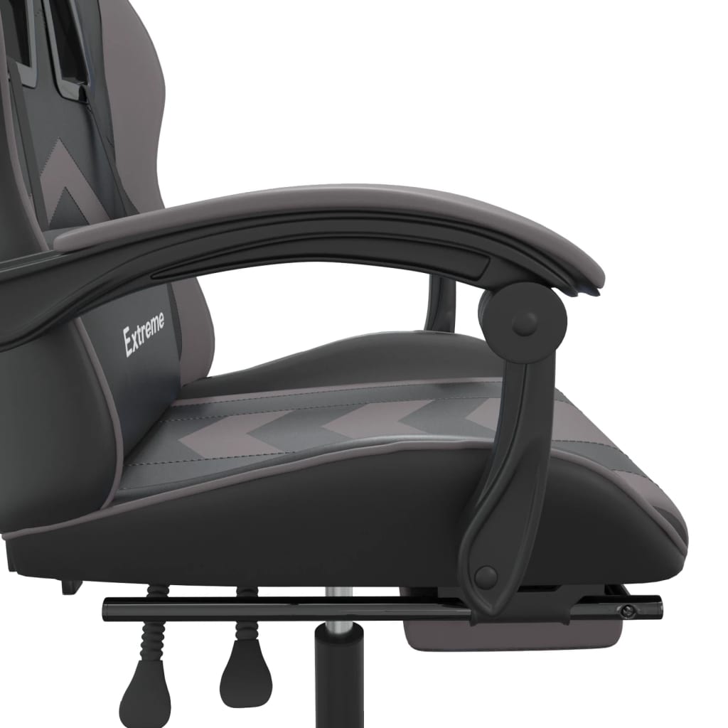 Sedia da Gaming con Poggiapiedi Nero e Grigio in Similpelle cod mxl 75012