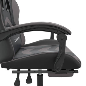 Sedia da Gaming con Poggiapiedi Nero e Grigio in Similpelle cod mxl 75012