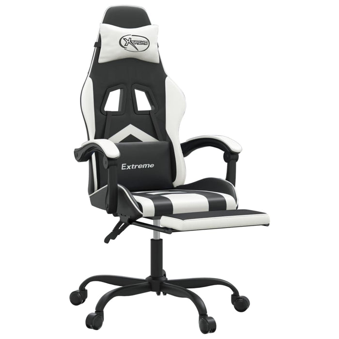 Sedia da Gaming con Poggiapiedi Nero e Bianco in Similpelle 3143907