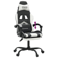 Sedia da Gaming con Poggiapiedi Nero e Bianco in Similpelle 3143907