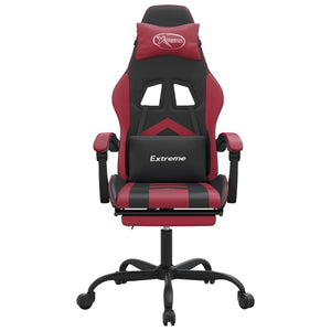 Sedia da Gaming con Poggiapiedi Nero e Rosso Vino in Similpelle cod mxl 78386