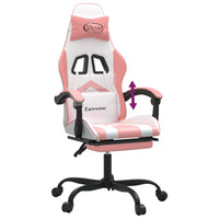 Sedia da Gaming con Poggiapiedi Bianco e Rosa in Similpelle
