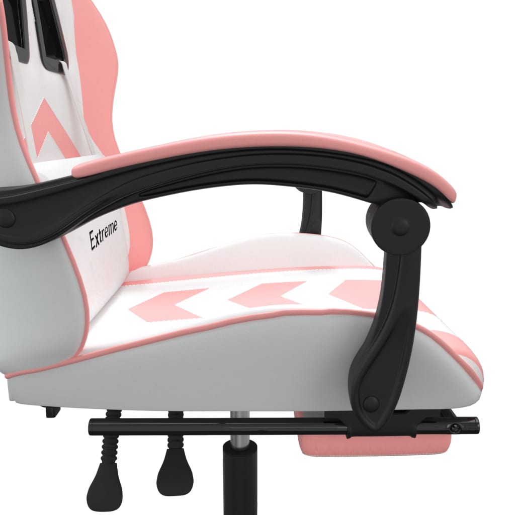 Sedia da Gaming con Poggiapiedi Bianco e Rosa in Similpelle 3143911