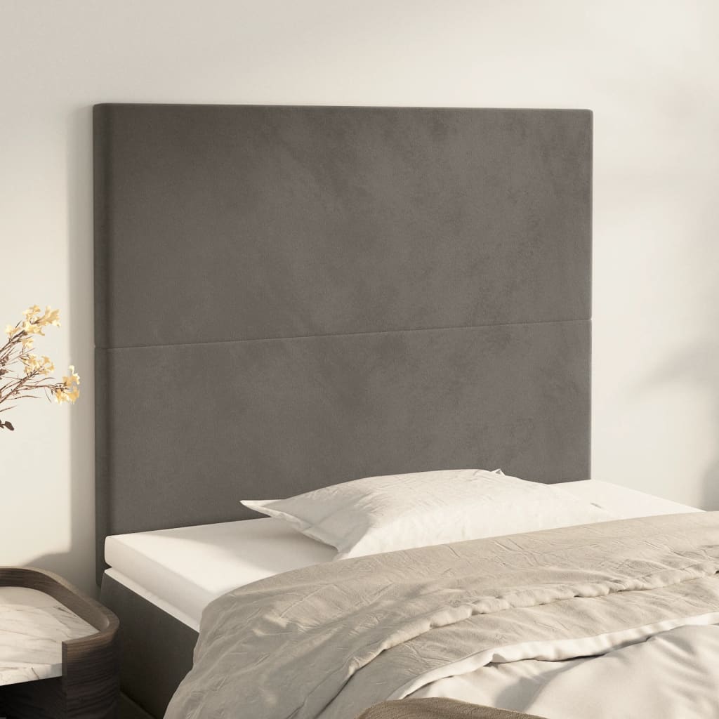 Testiera-Testata Decorativa Grigio Scuro 80x5x118/128 cm Velluto 571571