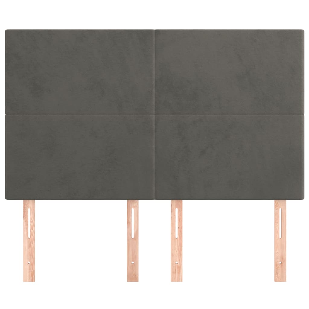 Testiera-Testata Decorativa Grigio Scuro 144x5x118/128 cm Velluto 360075