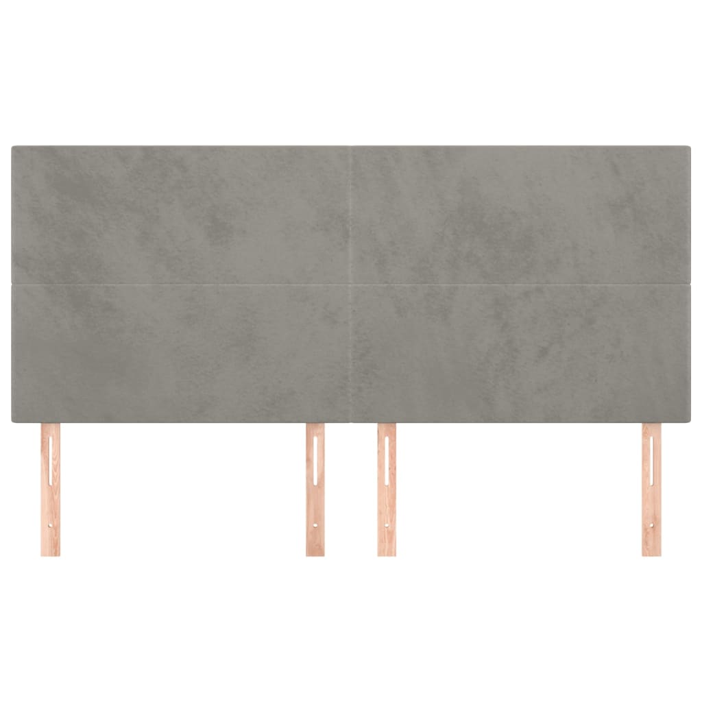 Testiere 4 pz Grigio Chiaro 100x5x78/88 cm in Velluto 3116118