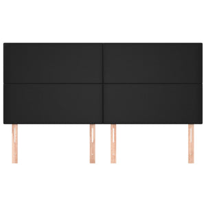 Testiera 4 pz Nero 90x5x78/88 cm in Similpelle