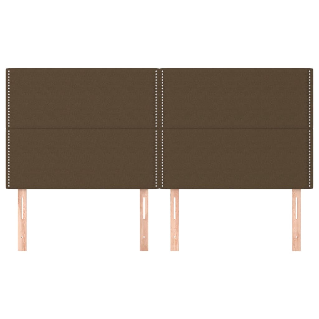 Testiera 4 pz Marrone Scuro 100x5x78/88 cm in Tessuto