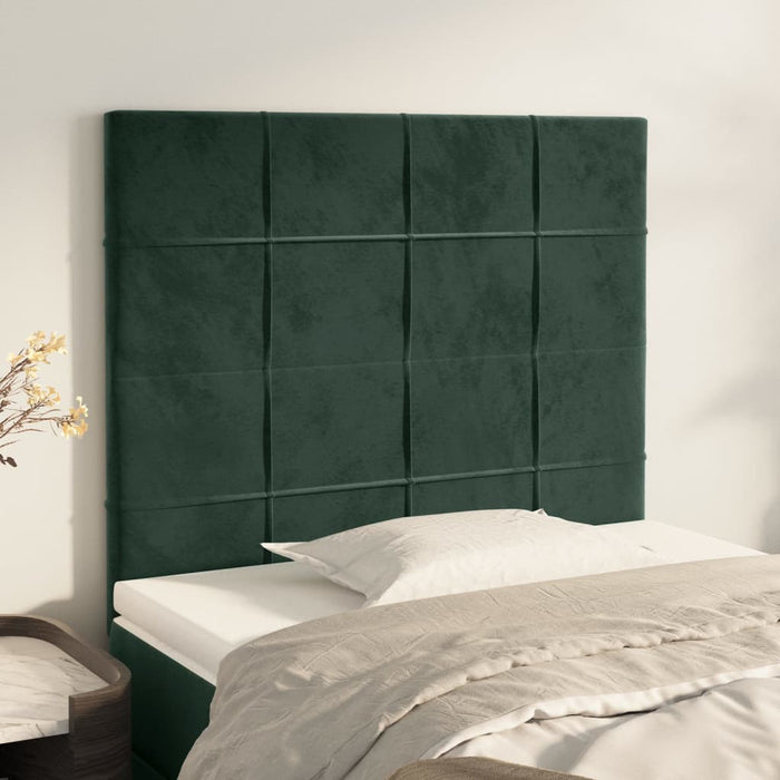 Testiera 2 pz Verde scuro 90x5x78/88 cm in Velluto 3116371