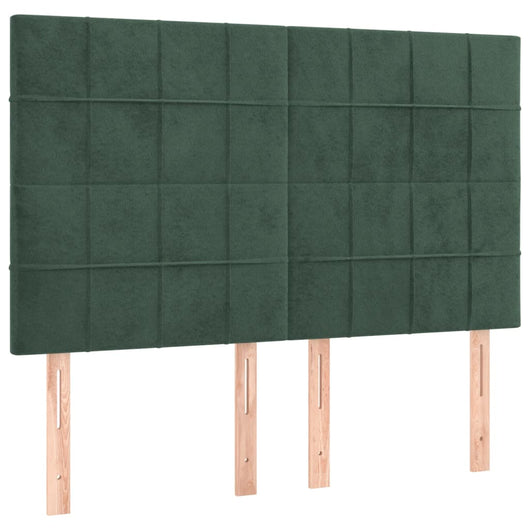 Testiere 4 pz Verde Scuro 72x5x78/88 cm in Velluto 3116383