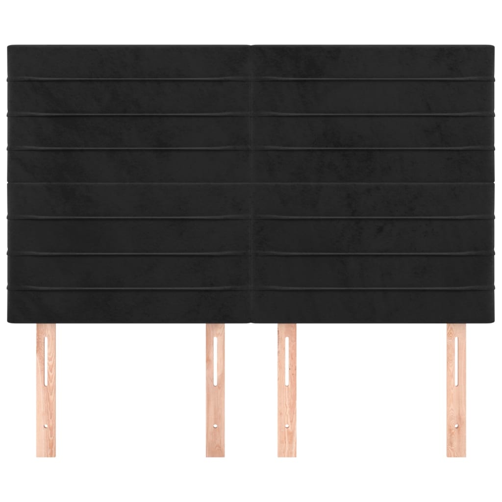 Testiera-Testata-Testiera Decorativa Nera 144x5x118/128 cm Velluto 311395