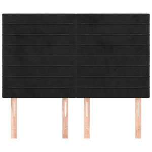 Testiera-Testata-Testiera Decorativa Nera 144x5x118/128 cm Velluto 311395
