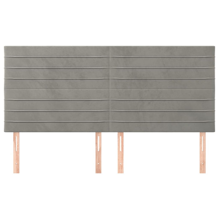 Testiera 4 pz Grigio Chiaro 80x5x78/88 cm in Velluto
