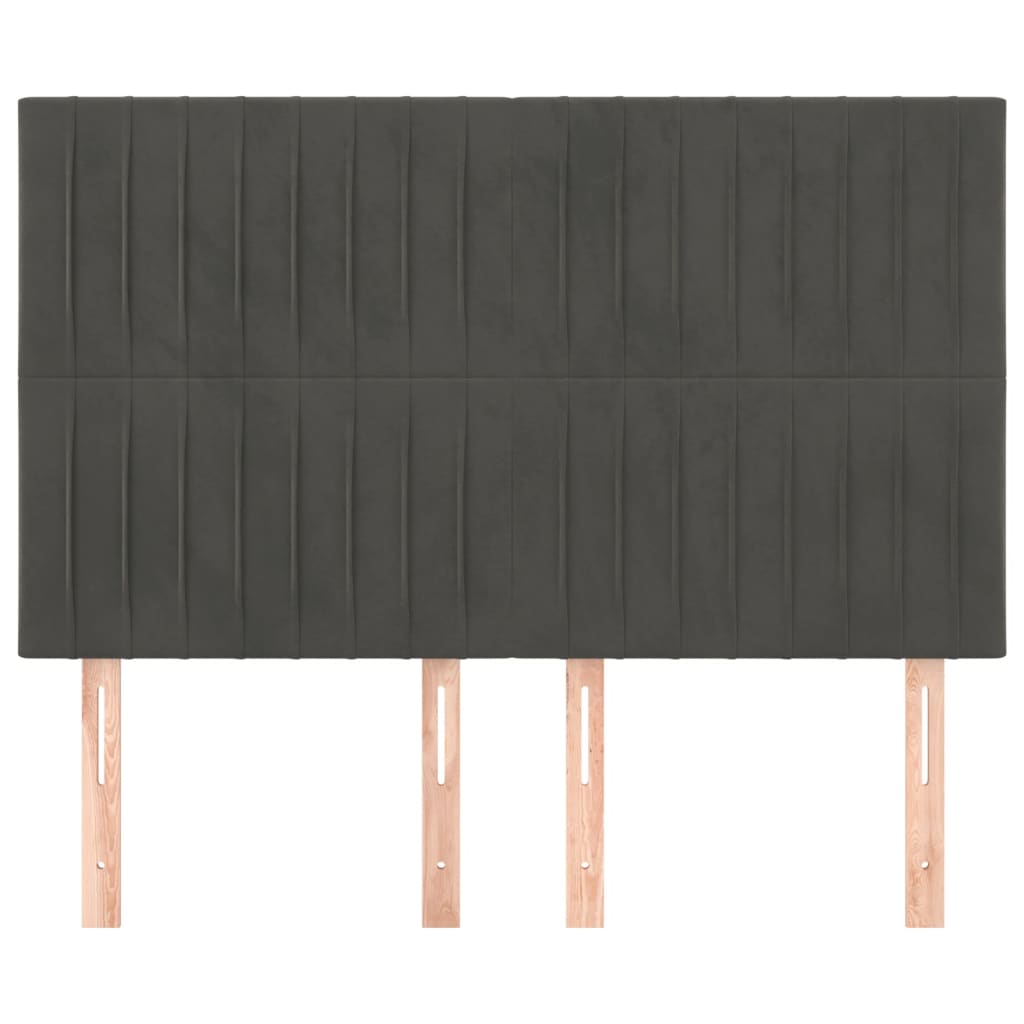 Testiere 4 pz Grigio Scuro 72x5x78/88 cm in Velluto 3116619