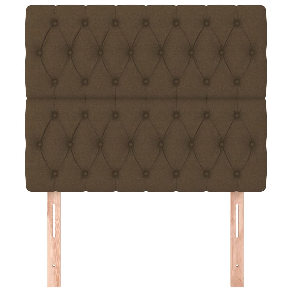 Testiera 2 pz Marrone Scuro 90 x 7 x 78/88 cm in Tessuto