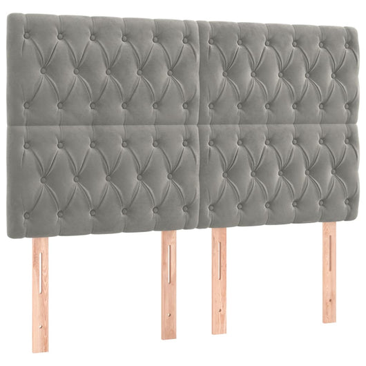 Testiere 4 pz Grigio Chiaro 72x7x78/88 cm in Velluto 3116716