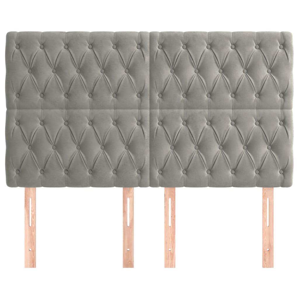 Testiere 4 pz Grigio Chiaro 72x7x78/88 cm in Velluto 3116716