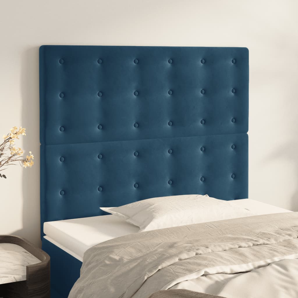 Testiera-Testata-Testiera Decorativa Blu Scuro 100x5x118/128 cm Velluto 962002