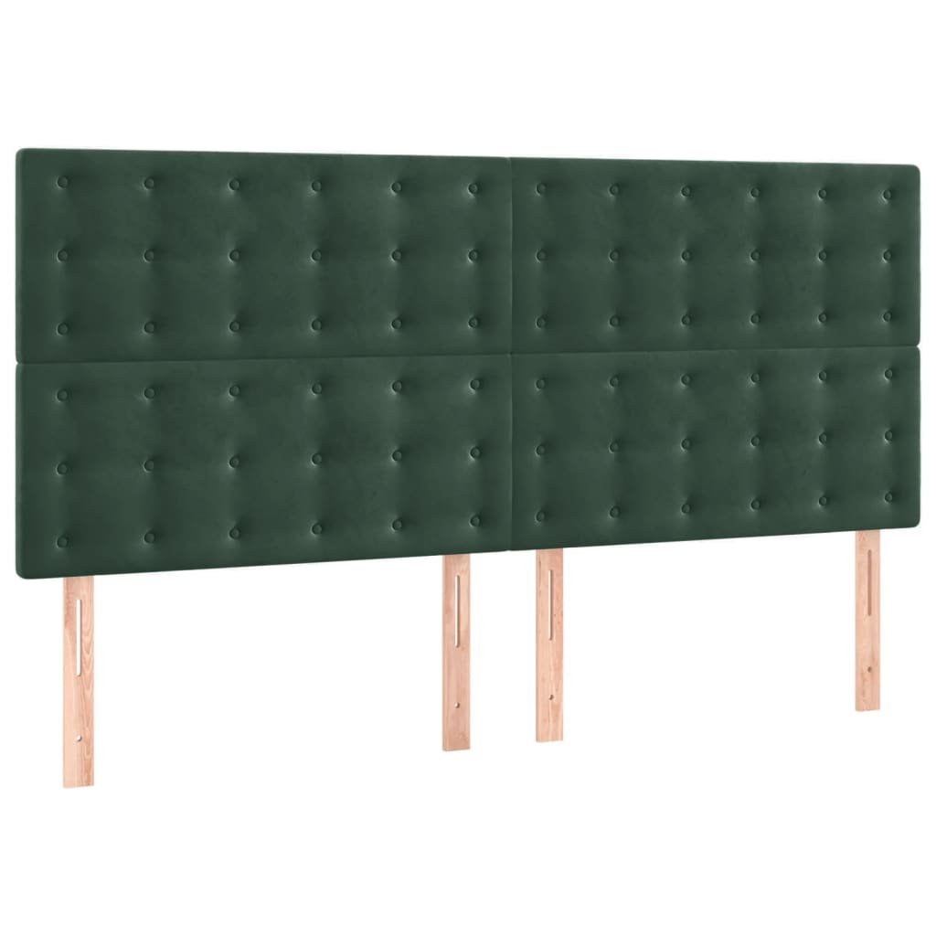 Testiera-Testata-Testiera Decorativa Verde Scuro 200x5x118/128 cm Velluto 176149
