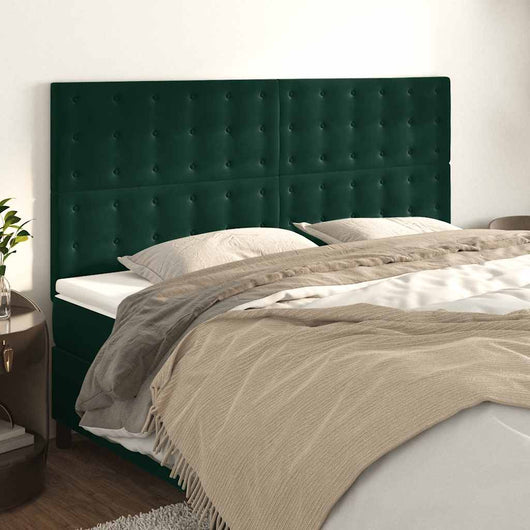 Testiera-Testata-Testiera Decorativa Verde Scuro 200x5x118/128 cm Velluto 176149