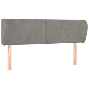 Testiera ad Orecchio-Testata con Orecchie Grigio Chiaro 147x23x78/88 cm in Velluto 232099