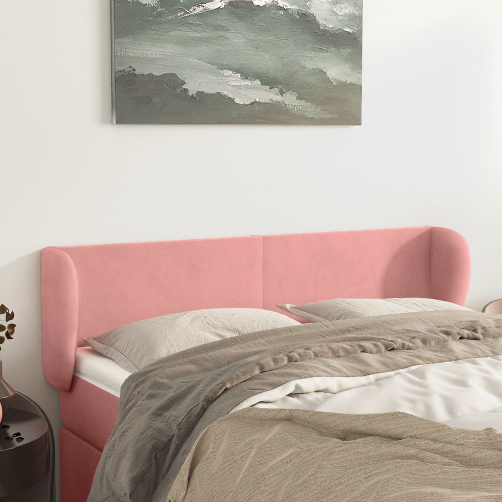 Testiera ad Orecchio-Testata con Orecchie Rosa 147x23x78/88 cm in Velluto 311786