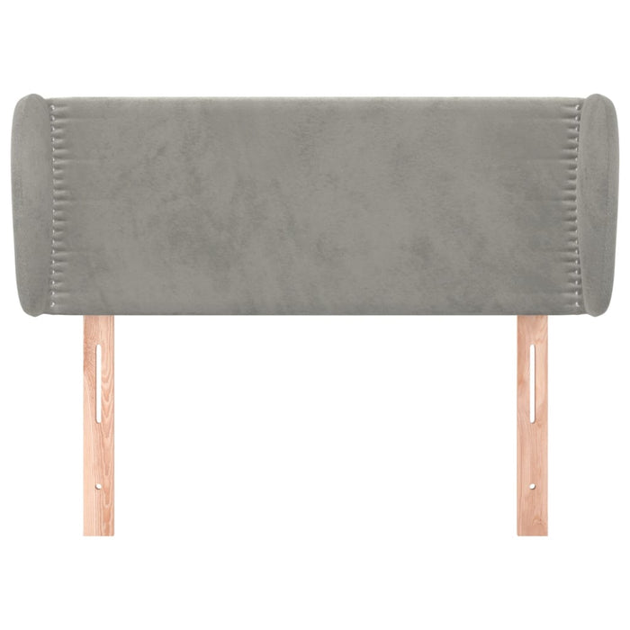 Testiera ad Orecchio-Testata con Orecchie Grigio Chiaro 93x23x78/88 cm in Velluto 281415