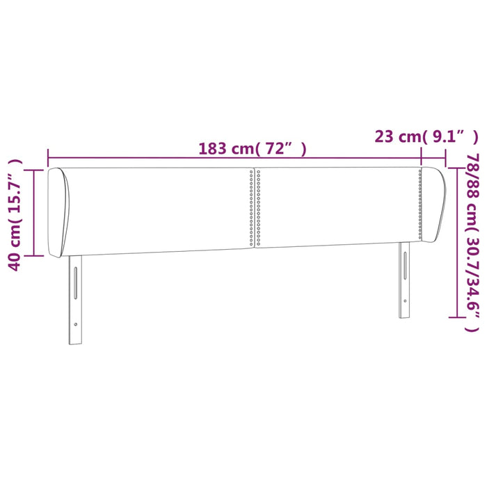 Testiera ad Orecchio Grigio Chiaro 183x23x78/88 cm in Velluto 3117064