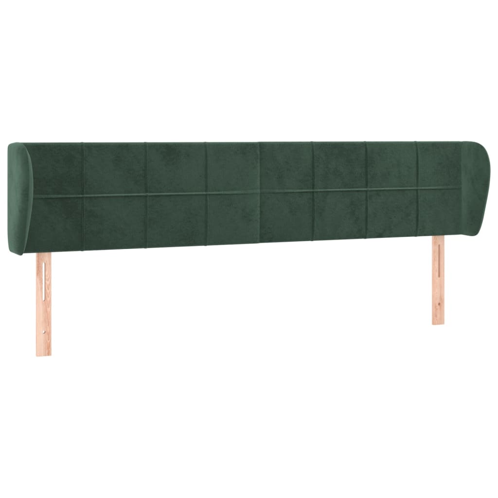 Testiera ad Orecchio-Testata con Orecchie Verde Scuro 163x23x78/88 cm in Velluto 599301