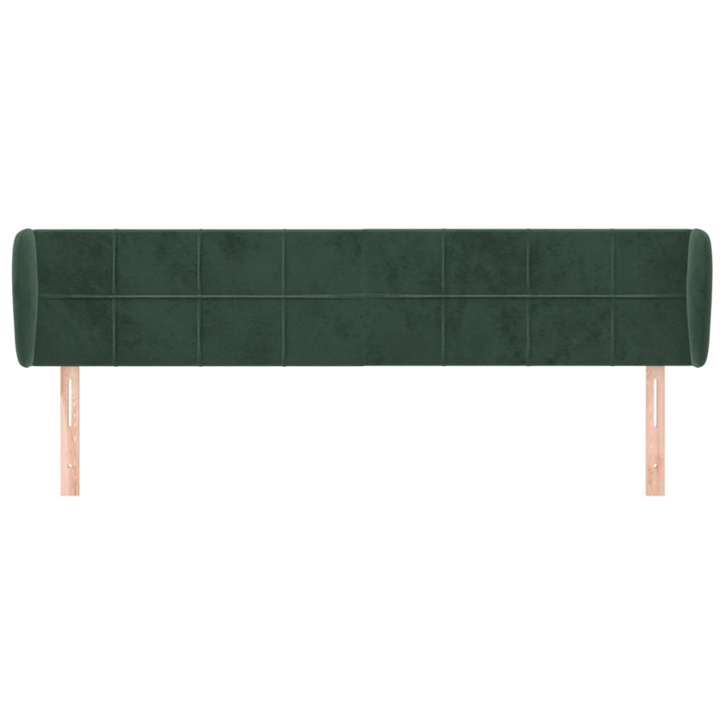 Testiera ad Orecchio-Testata con Orecchie Verde Scuro 163x23x78/88 cm in Velluto 599301