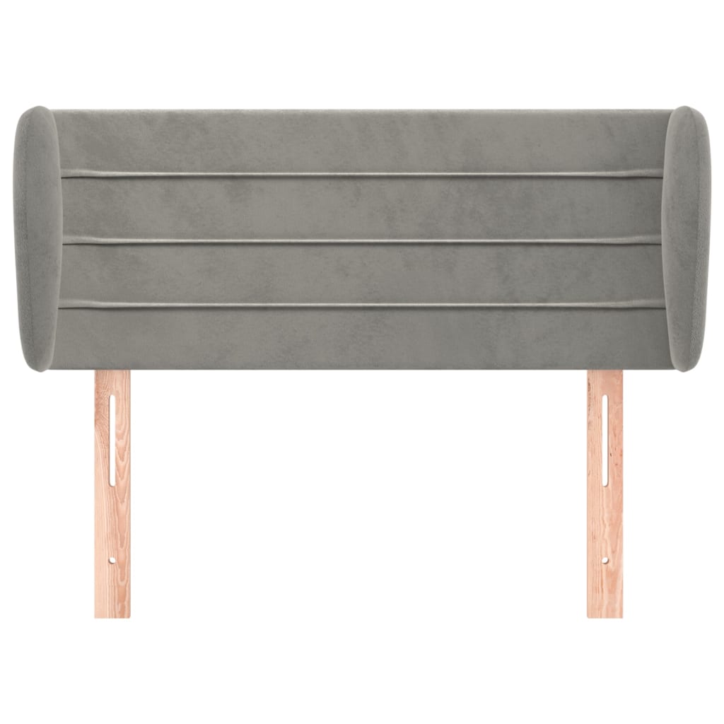 Testiera ad Orecchio-Testata con Orecchie Grigio Chiaro 103x23x78/88 cm in Velluto 111493