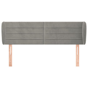 Testiera ad Orecchio-Testata con Orecchie Grigio Chiaro 147x23x78/88 cm in Velluto 946009