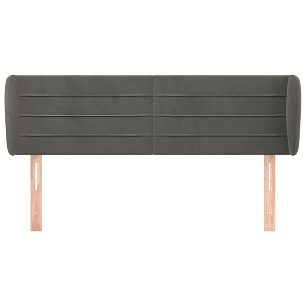 Testiera ad Orecchio-Testata con Orecchie Grigio Scuro 147x23x78/88 cm in Velluto 594279