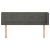 Testiera ad Orecchio-Testata con Orecchie Grigio Scuro 147x23x78/88 cm in Velluto 594279