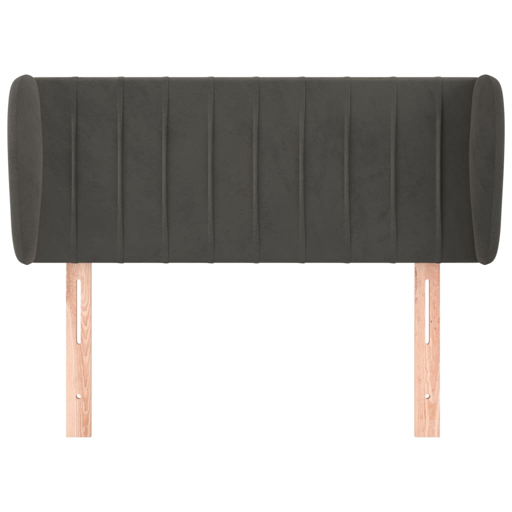 Testiera ad Orecchio-Testata con Orecchie Grigio Scuro 103x23x78/88 cm in Velluto 173873