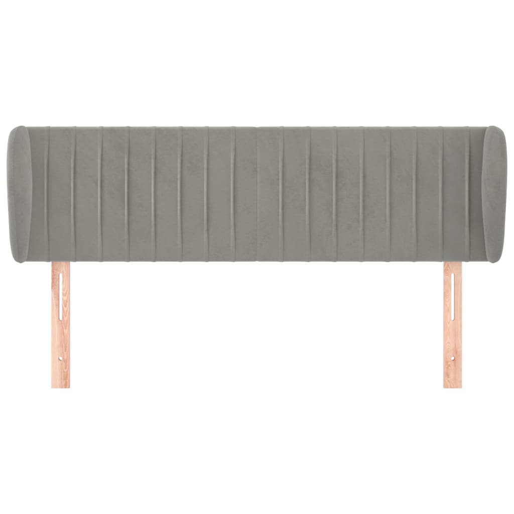 Testiera ad Orecchio-Testata con Orecchie Grigio Chiaro 147x23x78/88 cm in Velluto 501692