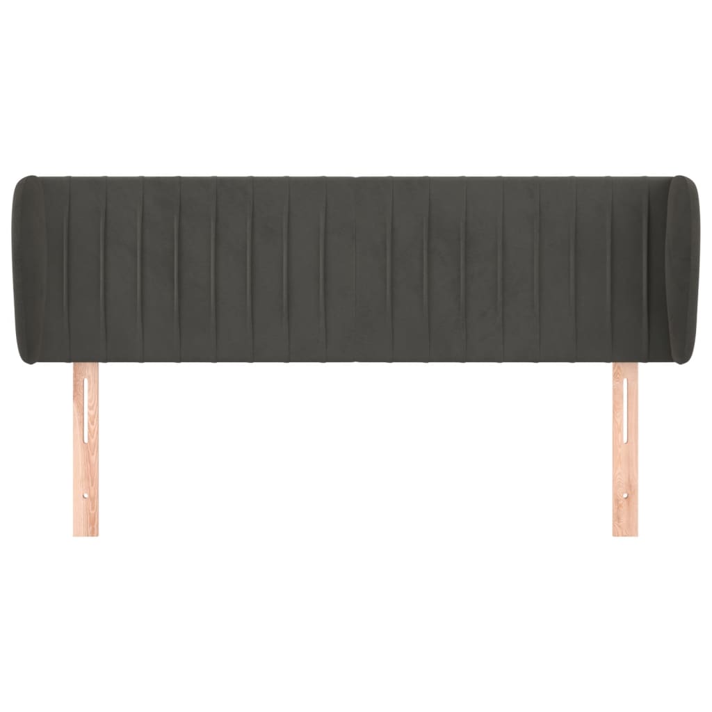 Testiera ad Orecchio-Testata con Orecchie Grigio Scuro 147x23x78/88 cm in Velluto 238302
