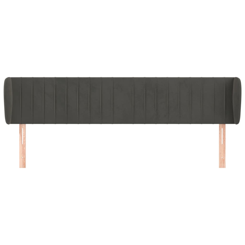 Testiera ad Orecchio-Testata con Orecchie Grigio Scuro 163x23x78/88 cm in Velluto 253026