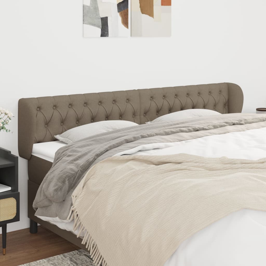 Testiera ad Orecchio-Testata con Orecchie Tortora 203x23x78/88 cm in Tessuto 297943