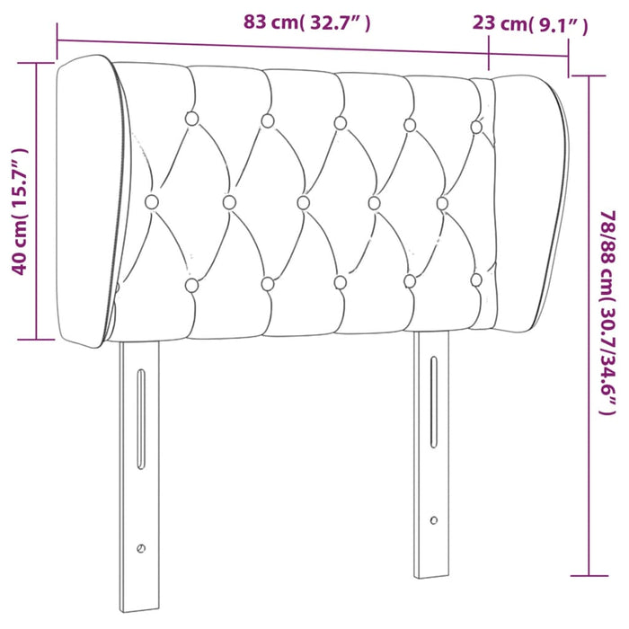 Testiera ad Orecchio Rosa 83x23x78/88 cm in Velluto 3117515