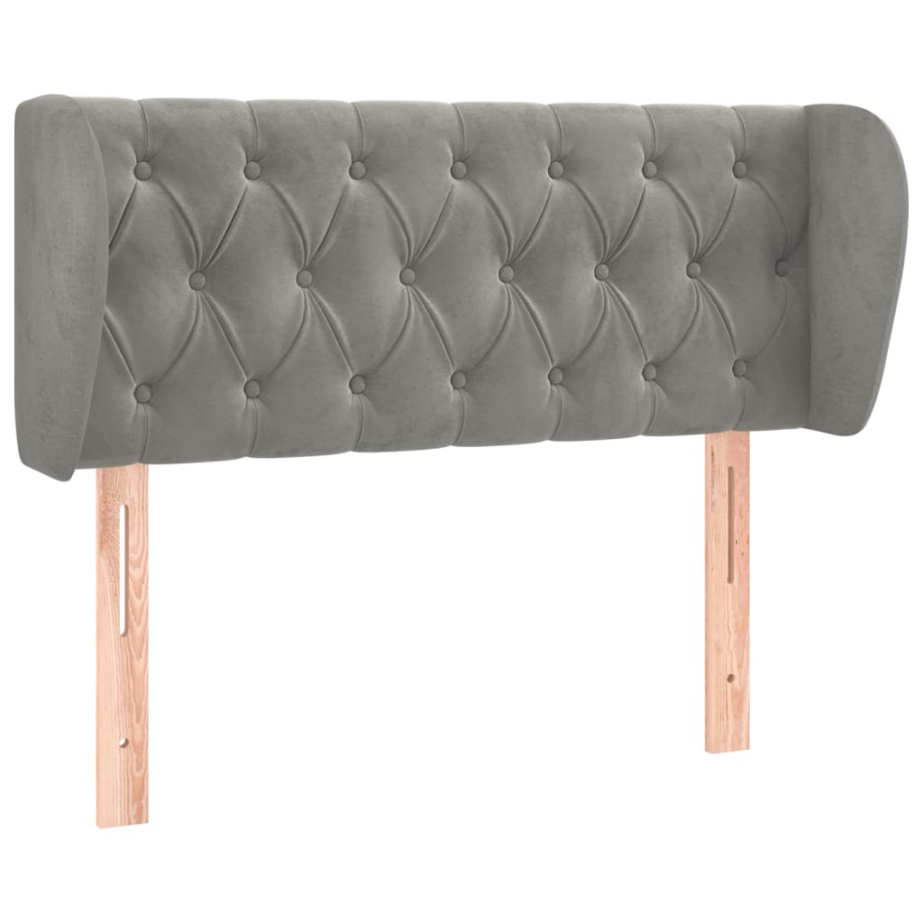 Testiera ad Orecchio-Testata con Orecchie Grigio Chiaro 103x23x78/88 cm in Velluto 687754