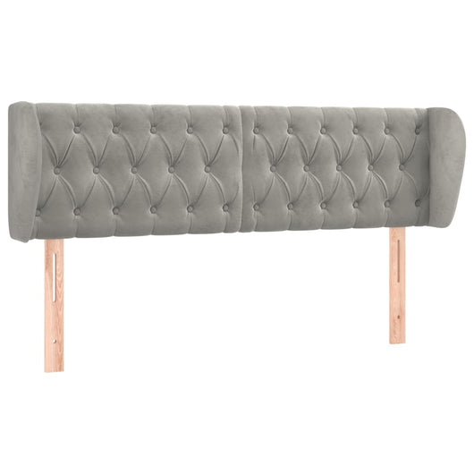 Testiera ad Orecchio-Testata con Orecchie Grigio Chiaro 163x23x78/88 cm in Velluto 202711