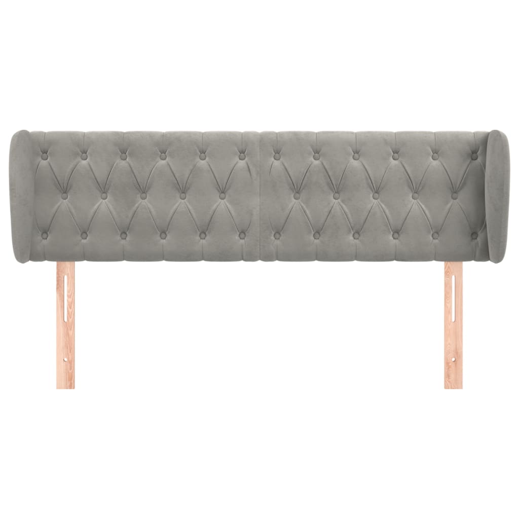 Testiera ad Orecchio-Testata con Orecchie Grigio Chiaro 163x23x78/88 cm in Velluto 202711