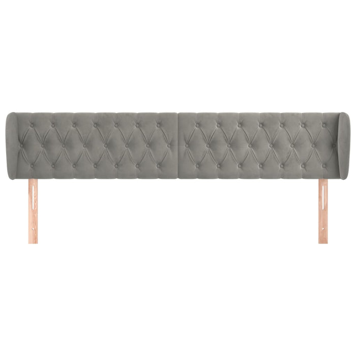 Testiera ad Orecchio-Testata con Orecchie Grigio Chiaro 183x23x78/88 cm in Velluto 503276