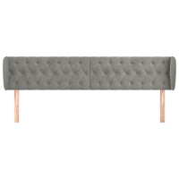 Testiera ad Orecchio-Testata con Orecchie Grigio Chiaro 203x23x78/88 cm in Velluto 607852