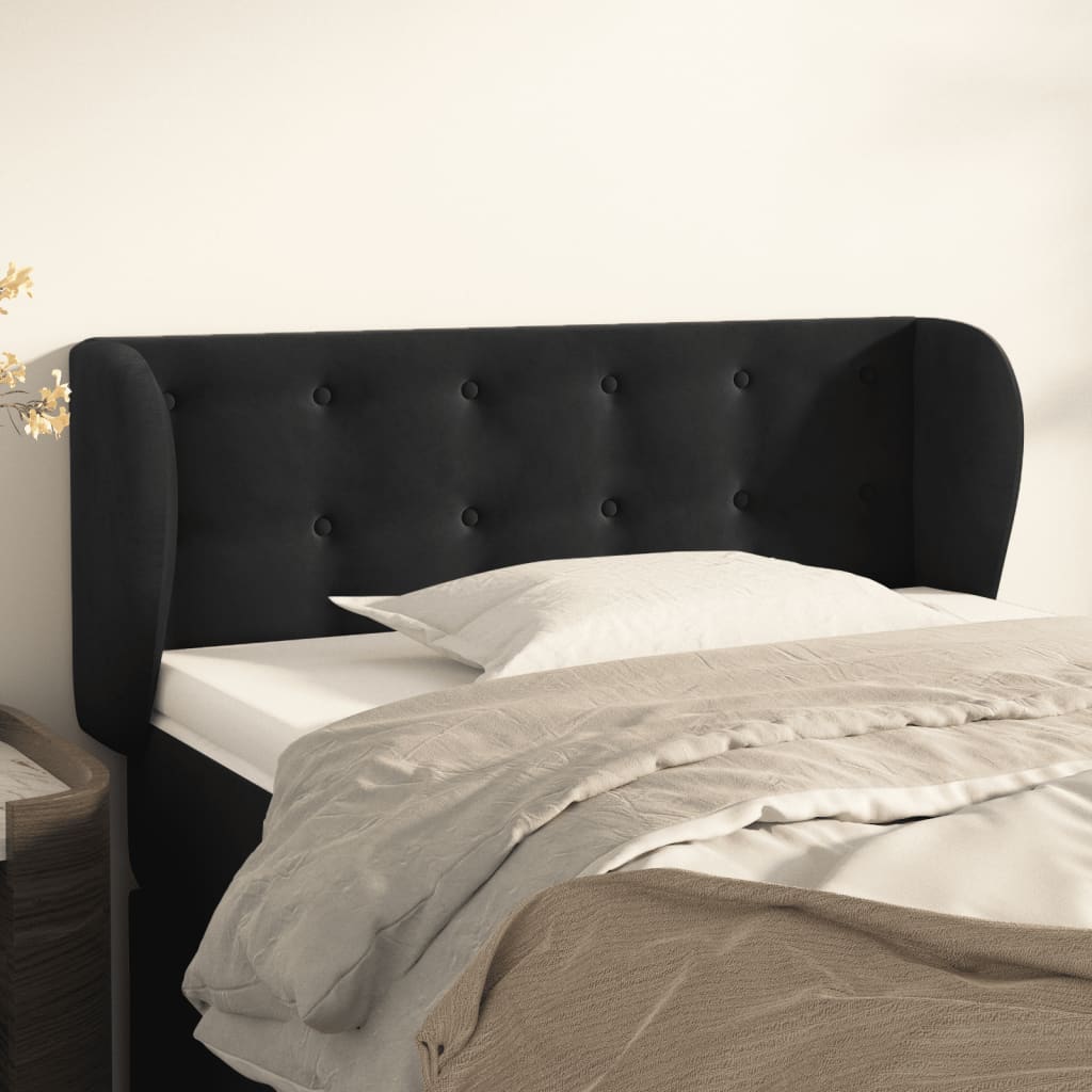 Testiera ad Orecchio Nera 83 x 23 x 78/88 cm in Velluto cod mxl 50409