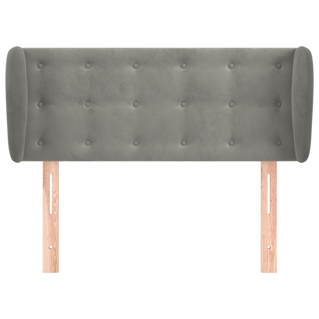 Testiera ad Orecchio-Testata con Orecchie Grigio Chiaro 93x23x78/88 cm in Velluto 207011