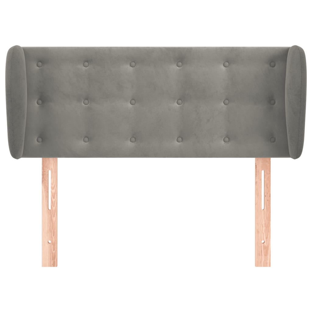 Testiera ad Orecchio Grigio Chiaro 103x23x78/88 cm in Velluto